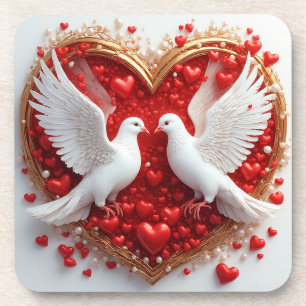 Dessous-de-verre Paire élégante de colombes symbolisant l'amour et 