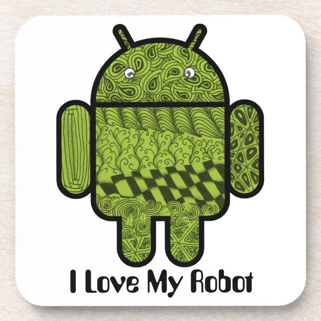 Dessous-de-verre Paisley Doodle Character pour le robot Android™ (Devant)