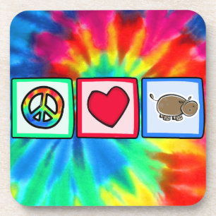 Dessous-de-verre Paix, amour, hippopotames