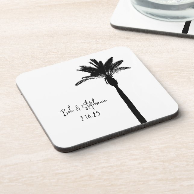 Dessous-de-verre Palm Tree Silhouette COUPLE Date Modern Chic (Côté gauche)