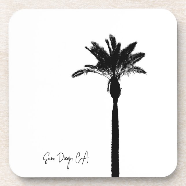 Dessous-de-verre Palm Tree Silhouette San Diego CA Own Text (Devant)