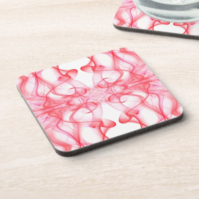 Dessous-de-verre Panaches de Fumée Rouge sur Fond Blanc (Côté gauche)