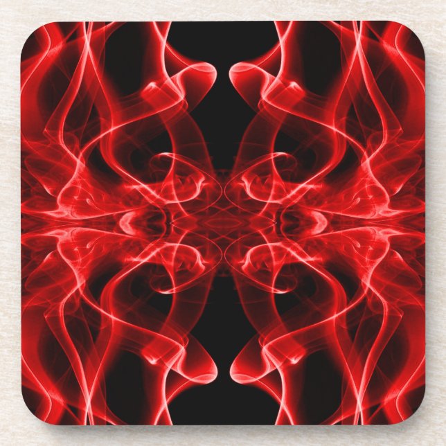 Dessous-de-verre Panaches de Fumée Rouge sur Fond Noir (Devant)