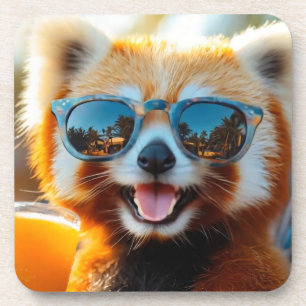 Dessous-de-verre Panda rouge avec smoothie