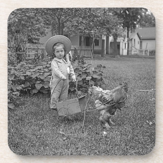 Dessous-de-verre Panier à coq adorable des années 1880 dans le jard (Devant)