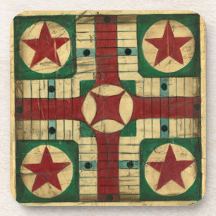 Dessous-de-verre Panneau antique de jeu de Parcheesi par le
