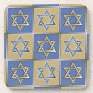 Dessous-de-verre Panneaux d'art étoile de David bleu or