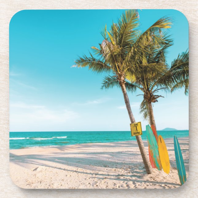 Dessous-de-verre Panneaux de surf sur la plage lancer oreiller (Devant)