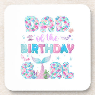 Dessous-de-verre Papa de la fille mermaid de l'anniversaire tenue d