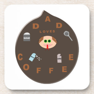 Dessous de verre Papa drôle monstre aime café
