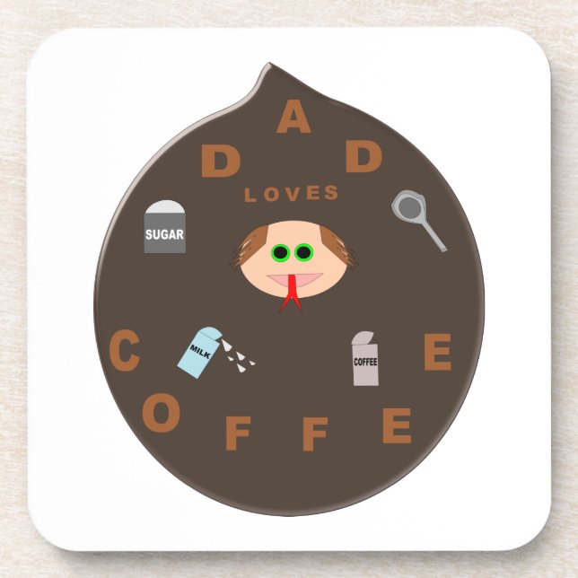Dessous de verre Papa drôle monstre aime café (Devant)