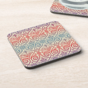 Dessous-de-verre Papier peint damassé vintage - bleu violet rouge