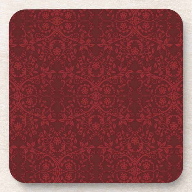 Dessous-de-verre Papier peint floral rouge détaillé (Devant)