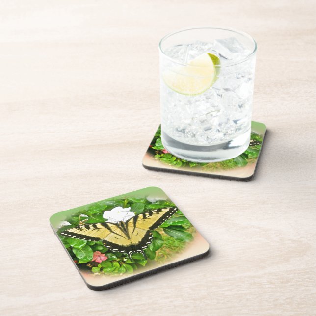 Dessous-de-verre Papillon à queue noire - Fleurs (Côté Droit)