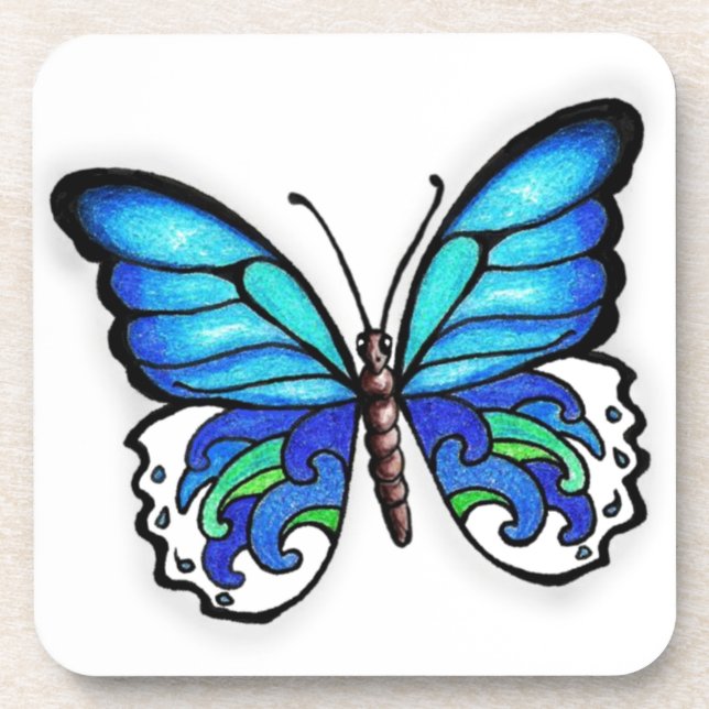 Dessous-de-verre Papillon Aqua (Devant)
