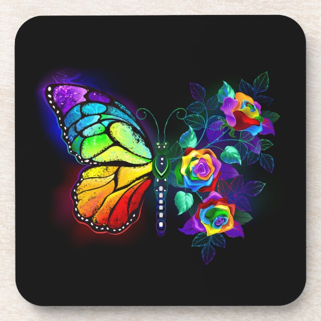 Dessous-de-verre Papillon arc-en-ciel (Devant)