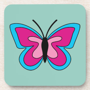Dessous-de-verre Papillon bleu magenta rose