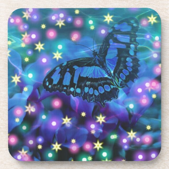 Dessous-de-verre Papillon bleu magique (Devant)