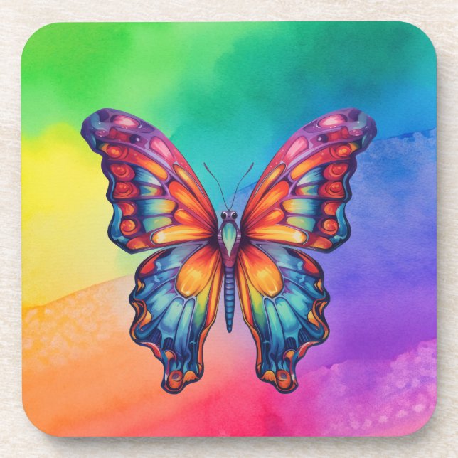 Dessous-de-verre Papillon Bleu Orange Ailes (Devant)