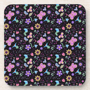 Dessous-de-verre Papillon Coloré Et Fleur Mat