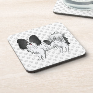 Dessous-de-verre Papillon de dessin animé noir et blanc avec des pa