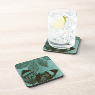 Dessous-de-verre Papillon de feuilles vertes