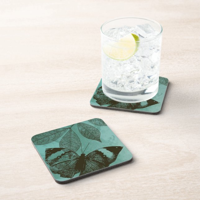 Dessous-de-verre Papillon de feuilles vertes (Côté Droit)