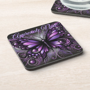 Dessous-de-verre Papillon gothique fantaisiste violet personnalisé