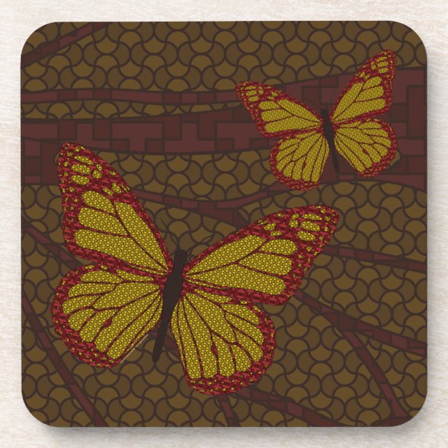 Dessous-de-verre Papillon Monarch Carré Chinois (Devant)