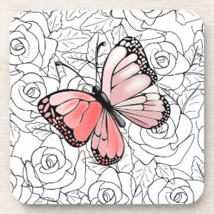 Dessous-de-verre Papillon Rose Et Art Rose - Choisir Les Couleurs