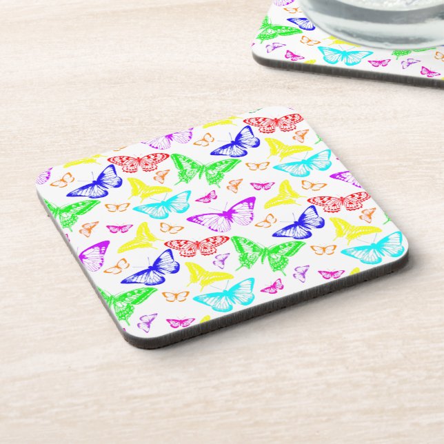 Dessous-de-verre Papillons de couleur arc-en-ciel volant (Côté gauche)