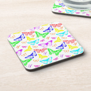 Dessous-de-verre Papillons de couleur arc-en-ciel volants