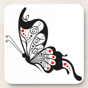 Dessous-de-verre Papillons en dentelle noire 2