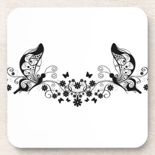 Dessous-de-verre Papillons en dentelle noire 8