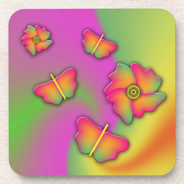 Dessous-de-verre Papillons & Fleurs (Devant)