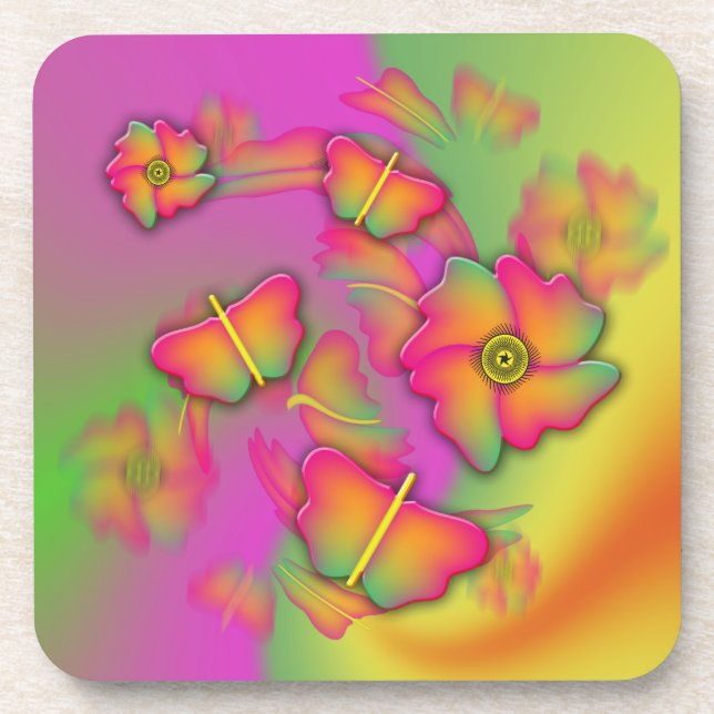 Dessous-de-verre Papillons & Fleurs (Devant)