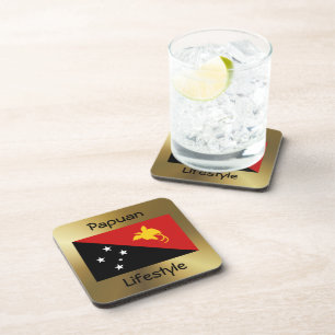 Dessous-de-verre Papouasie Nouvelle-Guinée Flag+Text Coaster