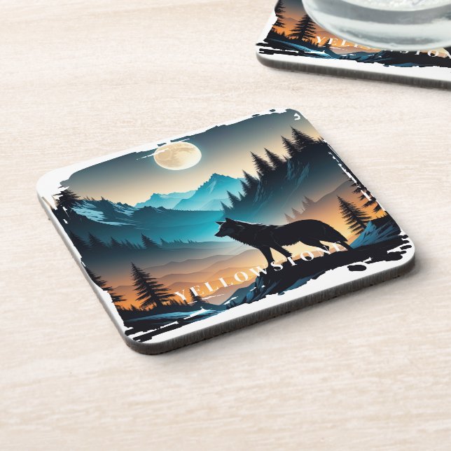 Dessous-de-verre Pâques de boisson du loup de Yellowstone (Côté gauche)