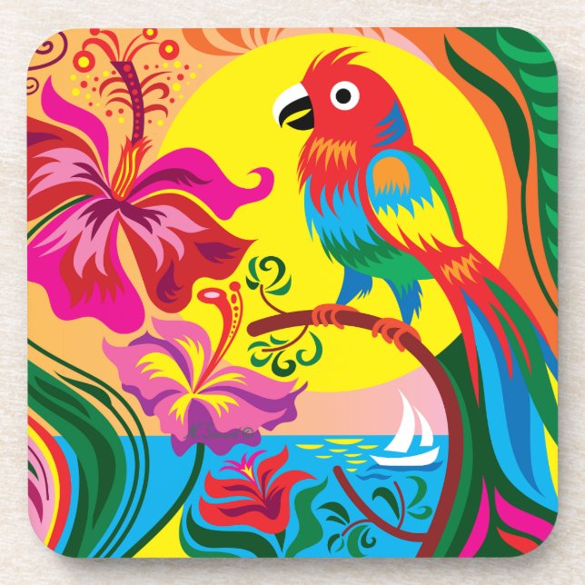 Dessous-de-verre Paradis du perroquet tropical (Devant)