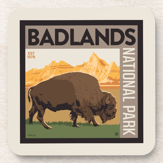 Dessous-de-verre Parc national des Badlands | Buffalo (Devant)
