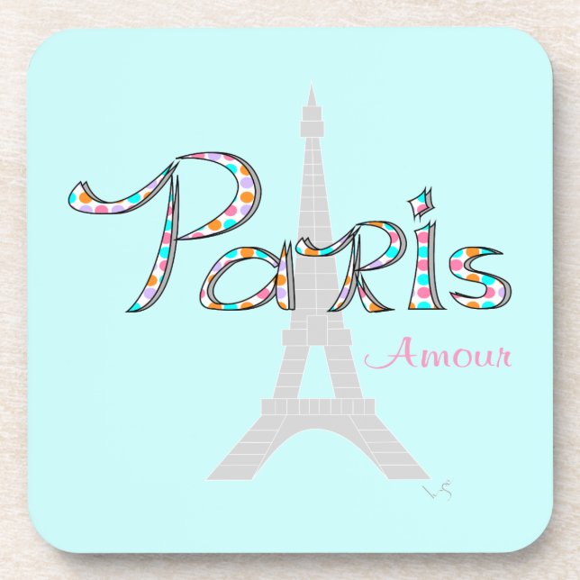 Dessous-de-verre PARIS Amour avec Tour Eiffel (Devant)