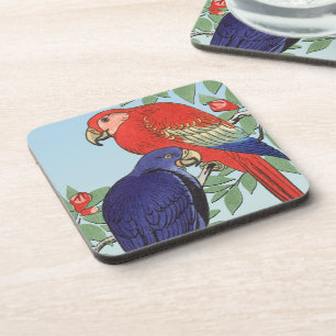 DESSOUS-DE-VERRE PARROIS BLEU ROUGE