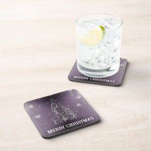 Dessous-de-verre Parties scintillant d'arbre de Noël et flocons de