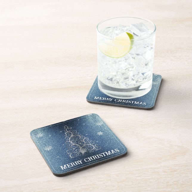 Dessous-de-verre Parties scintillant d'arbre de Noël et flocons de  (Côté Droit)