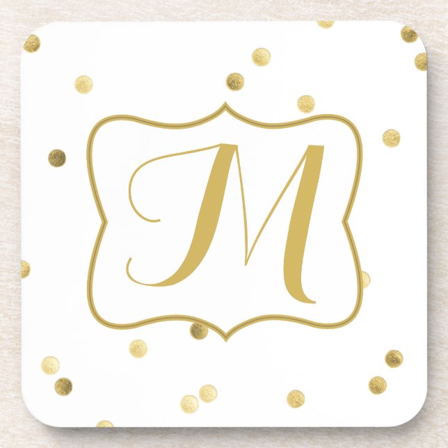 Dessous-de-verre Parties scintillant d'or Confetti Dot Monogramme D (Devant)