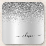 Dessous-de-verre Parties scintillant Monogramme Argent Sparkle Girl<br><div class="desc">Parties scintillant d'étincelle métallique Faux d'argent Brossé Métal Monogramme Nom Dessous de verre de papier. Cela fait le cadeau parfait de remise de diplômes,  anniversaire,  mariage,  douche nuptiale,  anniversaire,  baby shower ou bachelorette pour quelqu'un qui aime le luxe glam et les styles chic.</div>
