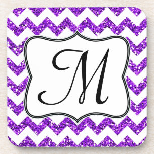 Dessous-de-verre Parties scintillant Purp moderne Chevron Monogram