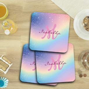 Dessous-de-verre Parties scintillant Unicorne arc-en-ciel