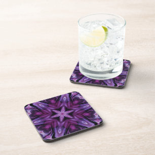 Dessous-de-verre Parties scintillant violette Coeur et Fleur Motif 