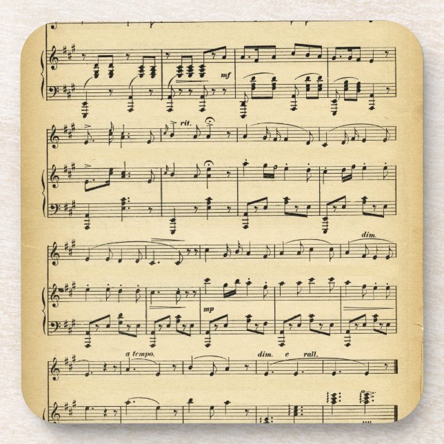 Dessous-de-verre Partition de musique ancienne (Devant)
